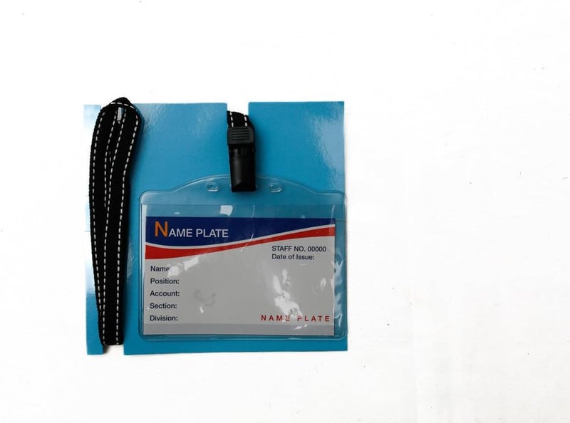 Daiso Horizontal Name Plate Strap - Soft, Both Sides Accessible, Blue/Black - Image 1